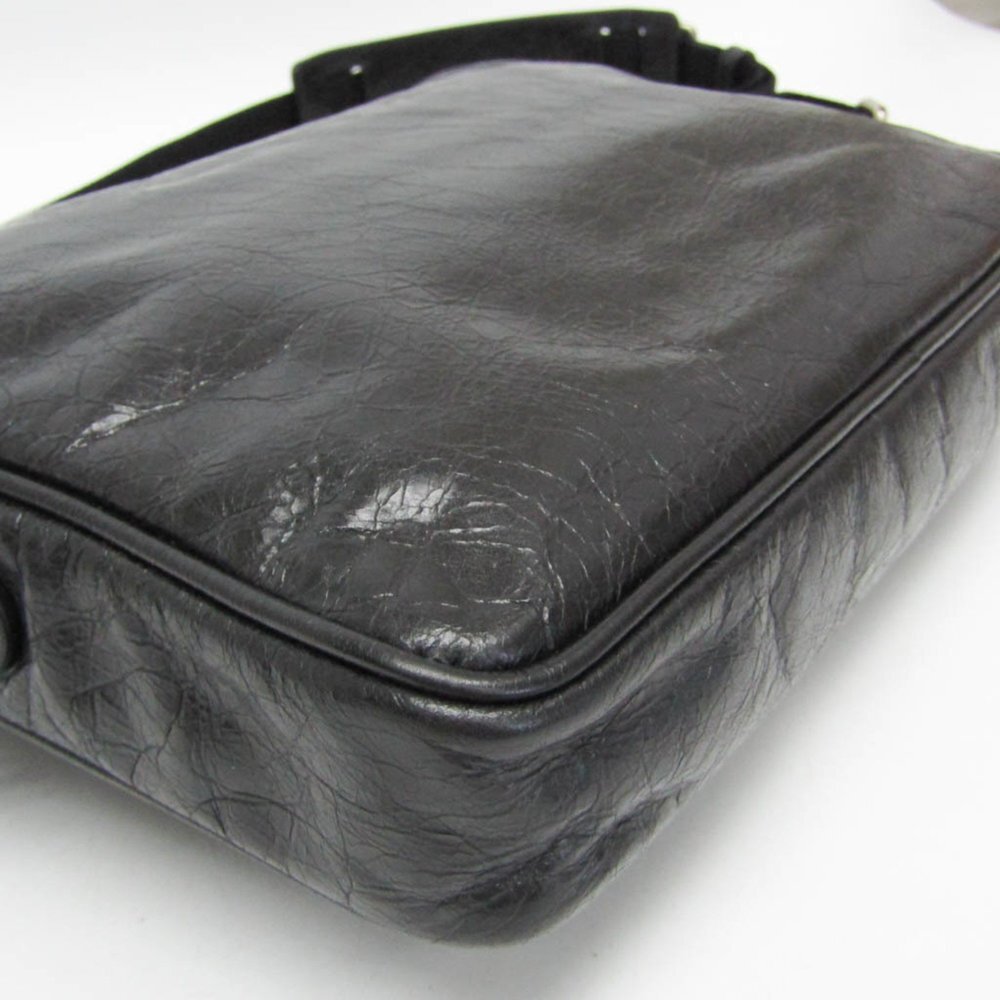 GUCCI Black Leather Messenger Shoulder Bag - Picture 6 of 14